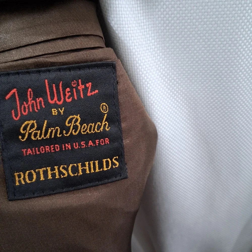 Palm Beach Blazer Mens 48L Brown Classic Gold Button Sport Coat Single Vent